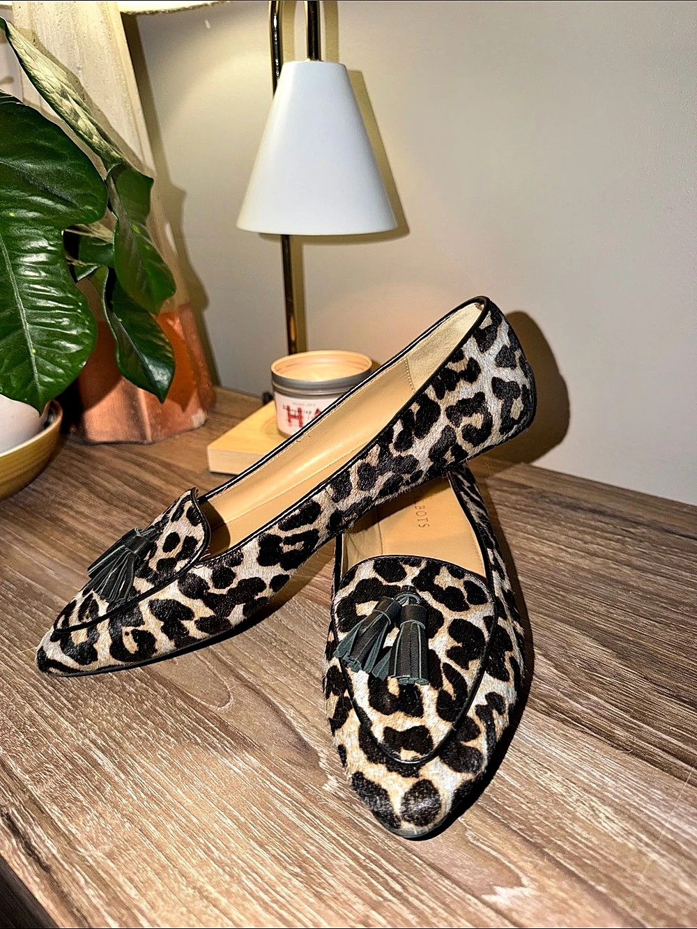 TALBOTS Francesca Tassel Driving Flats - Calf Hair Leopard